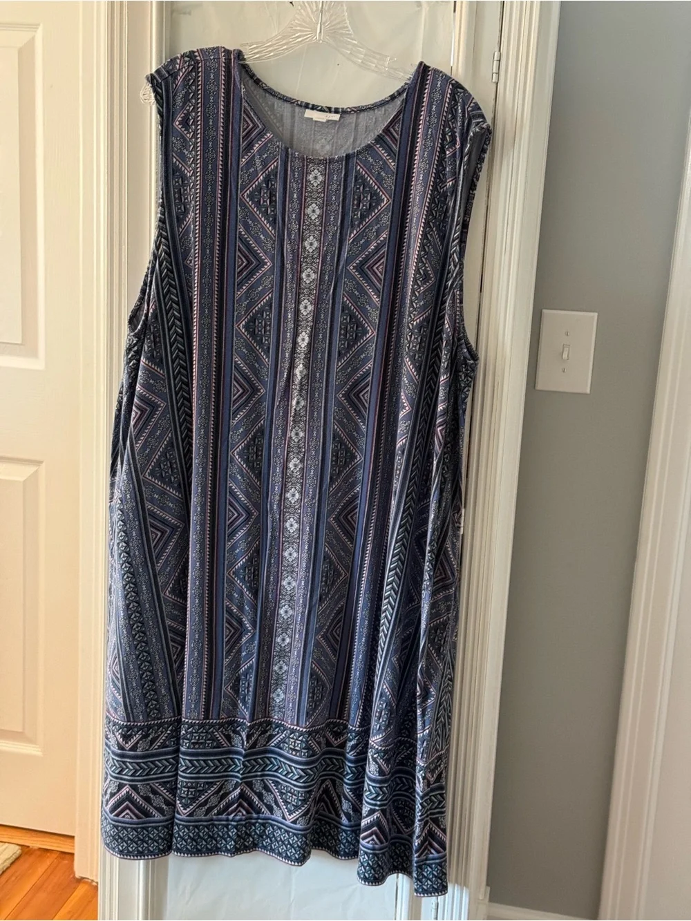 J. Jill Mixed Print A-Line Knit Dress Reverse Print Boarder Size 3X